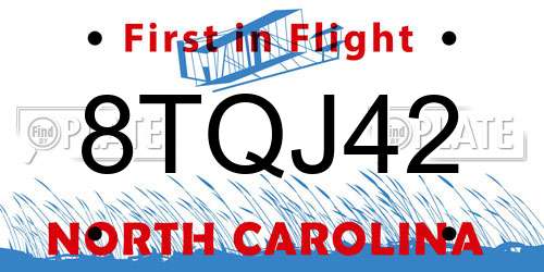 8TQJ42 North Carolina License Plate