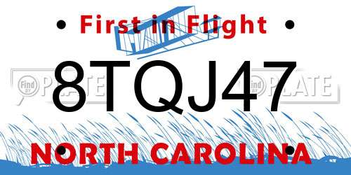 8TQJ47 North Carolina License Plate