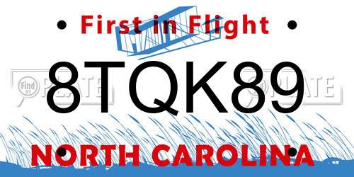 8TQK89 North Carolina License Plate