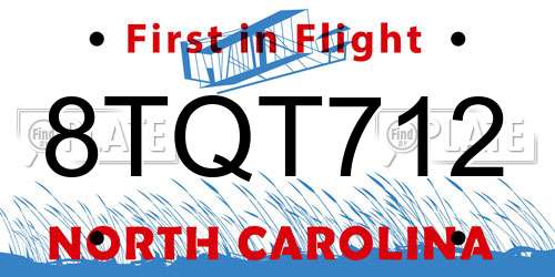 8TQT712 North Carolina License Plate