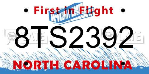 8TS2392 North Carolina License Plate