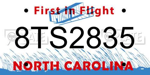 8TS2835 North Carolina License Plate