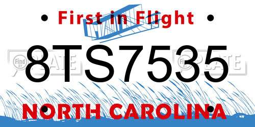 8TS7535 North Carolina License Plate