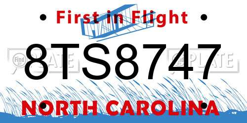 8TS8747 North Carolina License Plate
