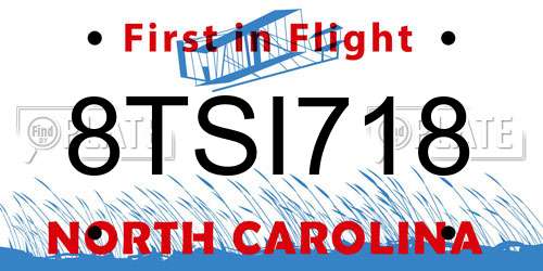 8TSI718 North Carolina License Plate