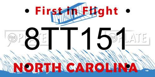8TT151 North Carolina License Plate