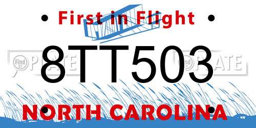 8TT503 North Carolina License Plate