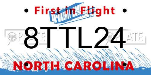 8TTL24 North Carolina License Plate