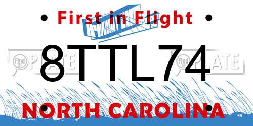 8TTL74 North Carolina License Plate