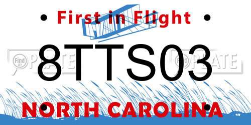 8TTS03 North Carolina License Plate