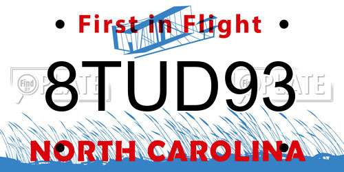 8TUD93 North Carolina License Plate