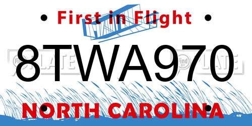 8TWA970 North Carolina License Plate