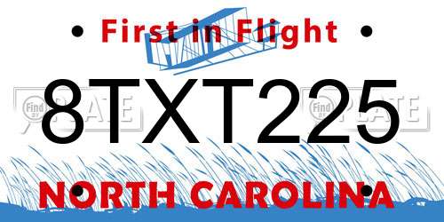 8TXT225 North Carolina License Plate