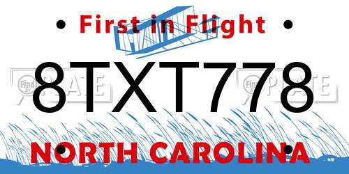 8TXT778 North Carolina License Plate