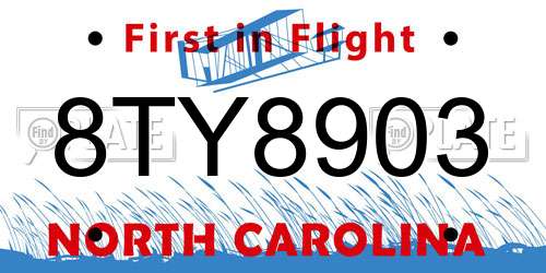 8TY8903 North Carolina License Plate
