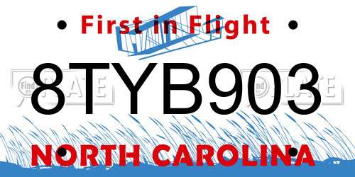 8TYB903 North Carolina License Plate