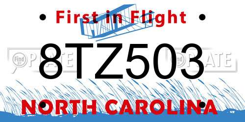8TZ503 North Carolina License Plate