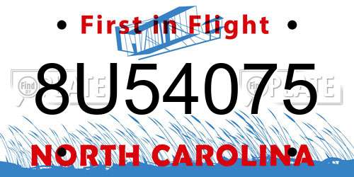 8U54075 North Carolina License Plate