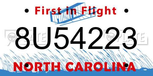 8U54223 North Carolina License Plate