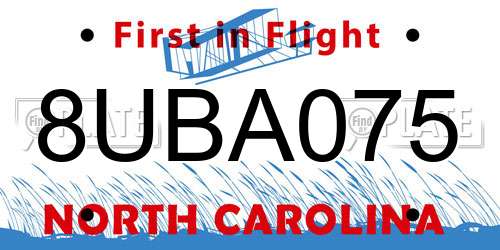 8UBA075 North Carolina License Plate