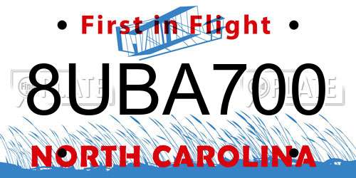8UBA700 North Carolina License Plate