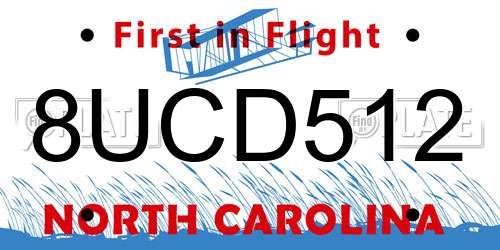 8UCD512 North Carolina License Plate