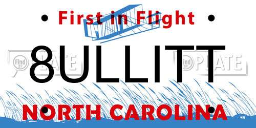 8ULLITT North Carolina License Plate