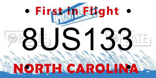 8US133 North Carolina License Plate