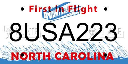 8USA223 North Carolina License Plate