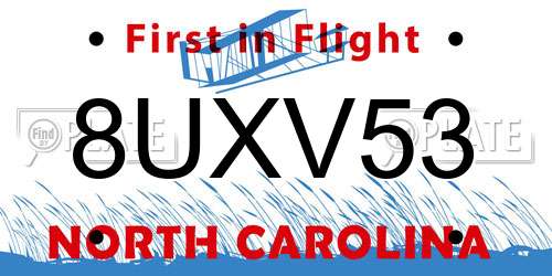 8UXV53 North Carolina License Plate