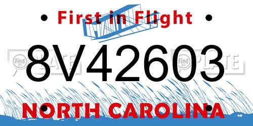 8V42603 North Carolina License Plate