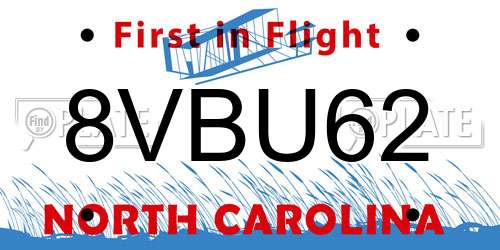 8VBU62 North Carolina License Plate