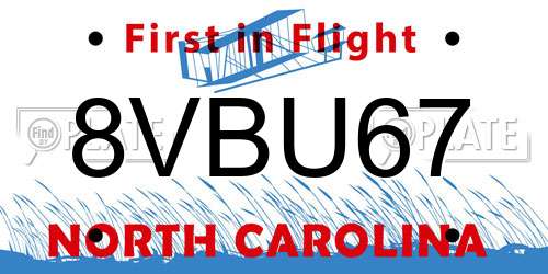 8VBU67 North Carolina License Plate