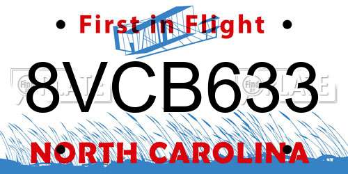 8VCB633 North Carolina License Plate