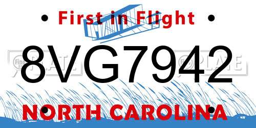 8VG7942 North Carolina License Plate