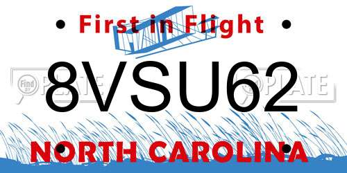 8VSU62 North Carolina License Plate