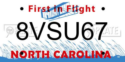 8VSU67 North Carolina License Plate