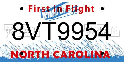 8VT9954 North Carolina License Plate