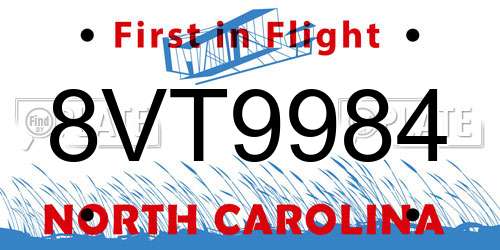 8VT9984 North Carolina License Plate