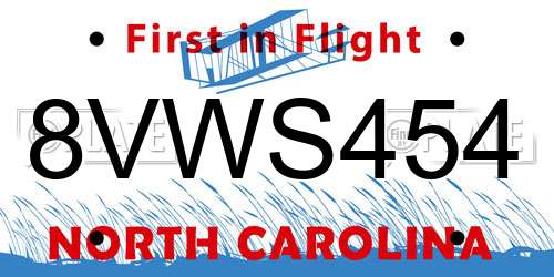 8VWS454 North Carolina License Plate