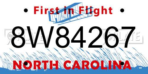 8W84267 North Carolina License Plate