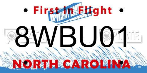 8WBU01 North Carolina License Plate