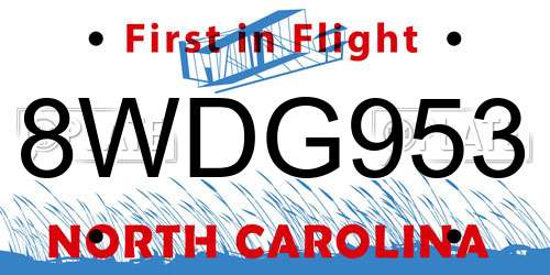 8WDG953 North Carolina License Plate