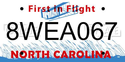 8WEA067 North Carolina License Plate