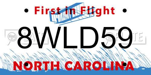 8WLD59 North Carolina License Plate