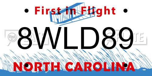8WLD89 North Carolina License Plate