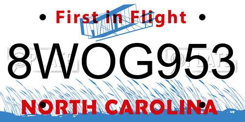 8WOG953 North Carolina License Plate