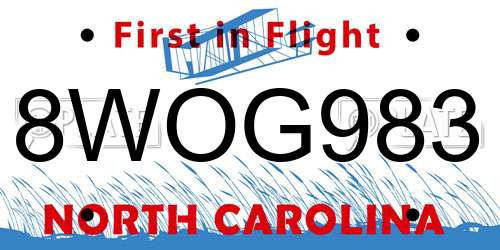 8WOG983 North Carolina License Plate