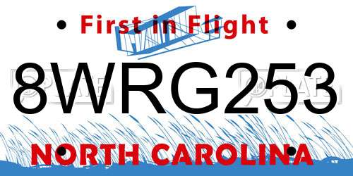 8WRG253 North Carolina License Plate