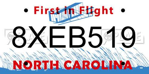 8XEB519 North Carolina License Plate